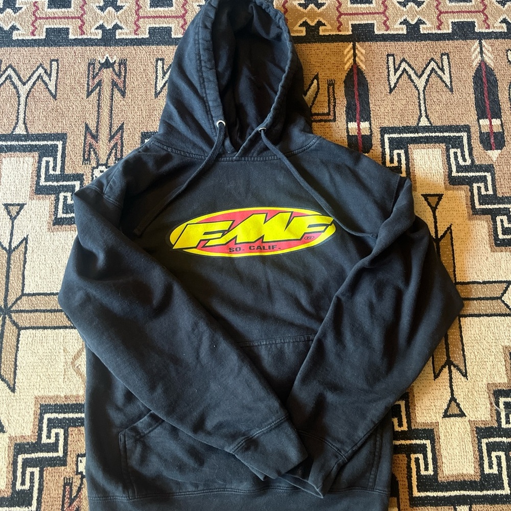 Black FMF Hoodie with Yellow and Red Logo